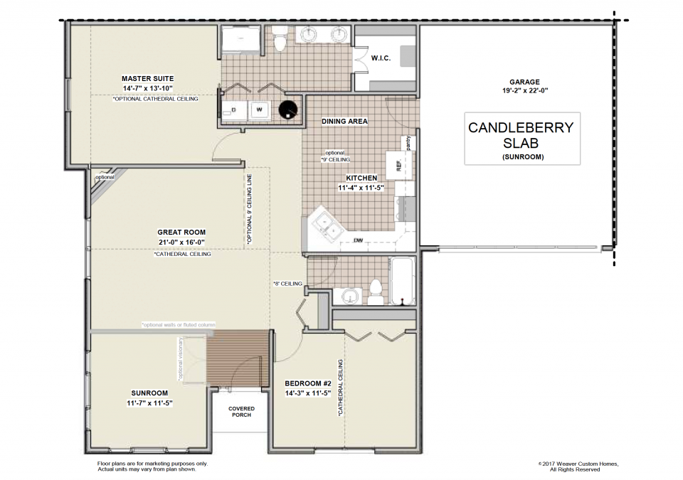 Candleberry Slab - First Floor Plan - Sunroom