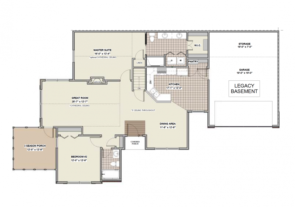 Legacy Basement First Floor Plan - 3 Season Room
